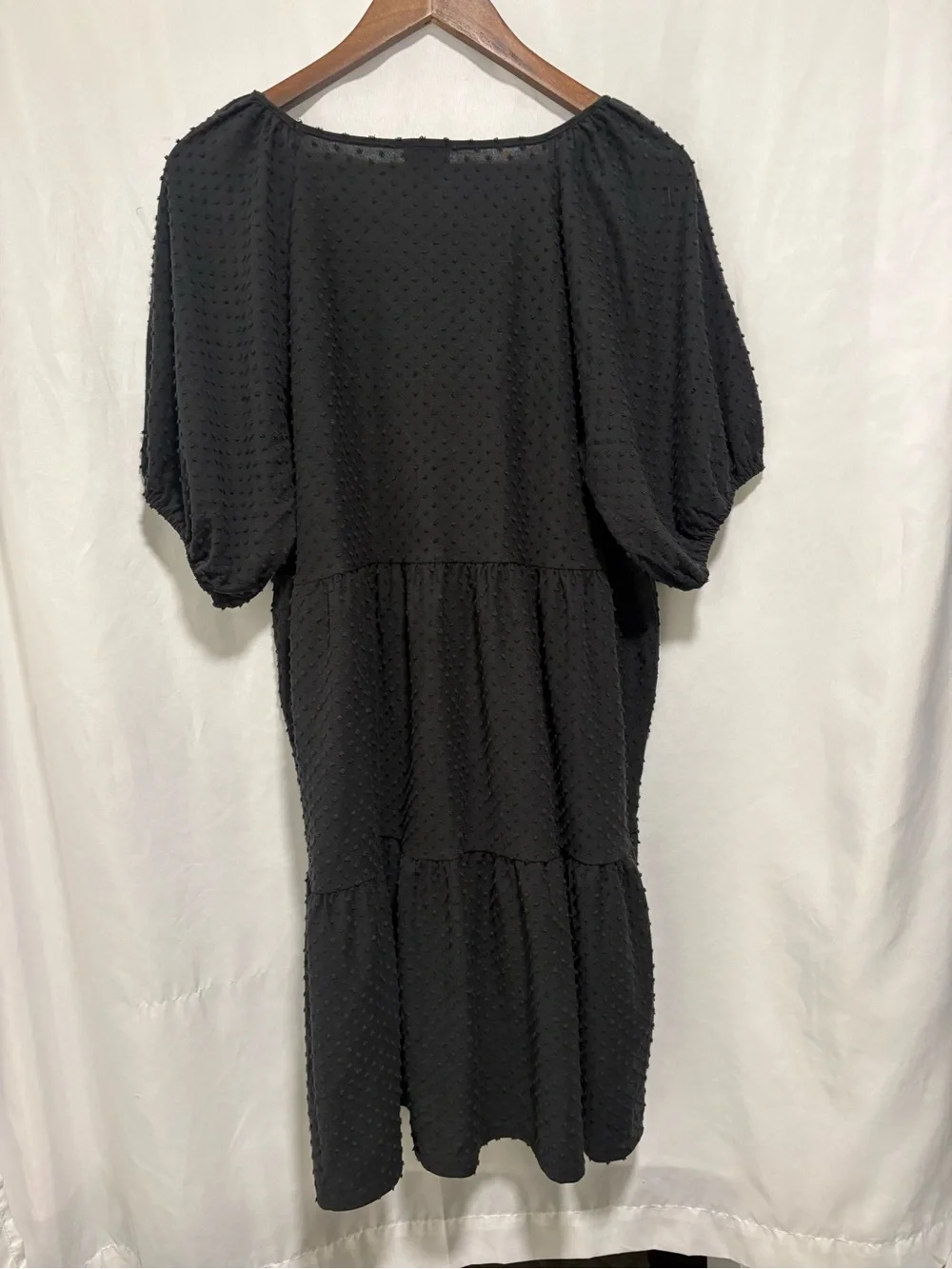 NWT J.Crew Black Swiss Dot Puff Sleeve Tiered Dress XL
